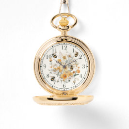 Modern WildblommBlommigt Bee Snyggt Chic Womans Armbandsur