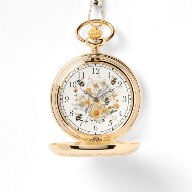 Modern WildblommBlommigt Bee Snyggt Chic Womans Armbandsur (Framsida)