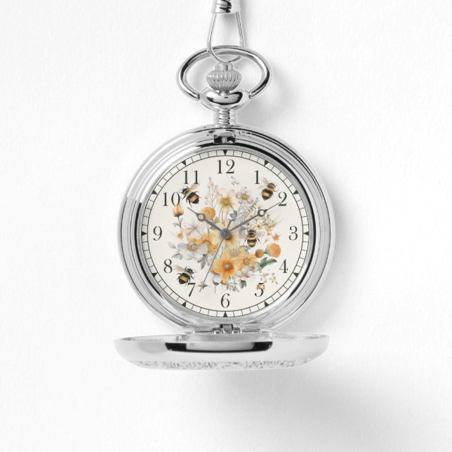 Modern WildblommBlommigt Bee Snyggt Chic Womans Armbandsur (Framsida)