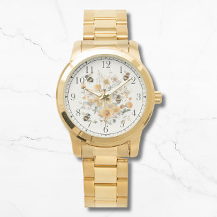 Modern WildblommBlommigt Bee Snyggt Chic Womans Armbandsur