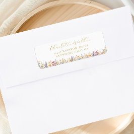 Modern, Wildblomme Baby Shower Adress Returadress Etikett
