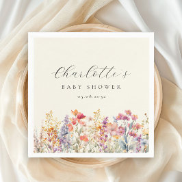 Modern, Wildblomme Baby Shower Pappersservett