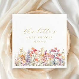 Modern, Wildblomme Baby Shower Pappersservett