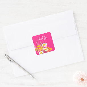 Modern Wildblommor Anpassningsbar Monogram Fyrkantigt Klistermärke