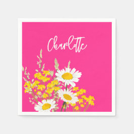 Modern Wildblommor Anpassningsbar Monogram Pappersservett