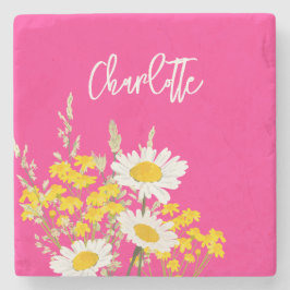 Modern Wildblommor Anpassningsbar Monogram Stenunderlägg