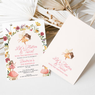 Modern Wildblommor Arch Flutter Fairy Birthday Inbjudningar