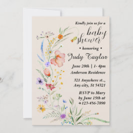 Modern Wildblommor Boho Baby Shower Inbjudningar
