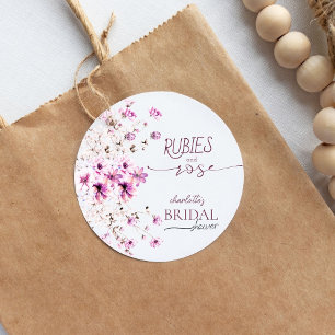 Modern WildblomRuby Ro Möhippa Sticker Runt Klistermärke