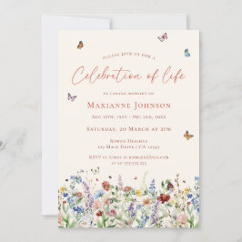 Modern Wildbloms Memorial Firande of Life Inbjudningar