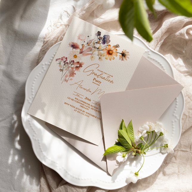 Modern WildblomStudenten Inbjudningar (Skapare uppladdad)