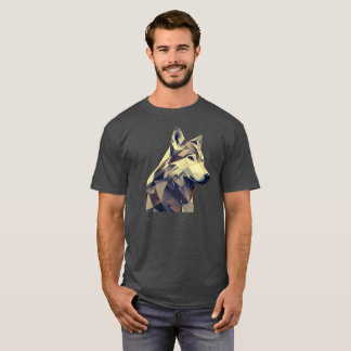 Modern Wilderness: Abstract Geometric Wolf Design T Shirt