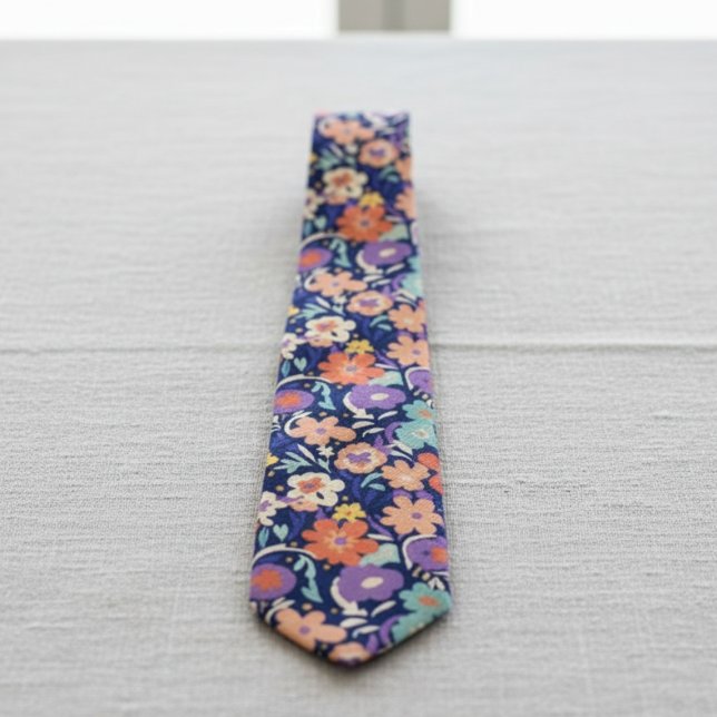 Modern Wildflower – Bold Funky Floral  Slips (Blue floral necktie)
