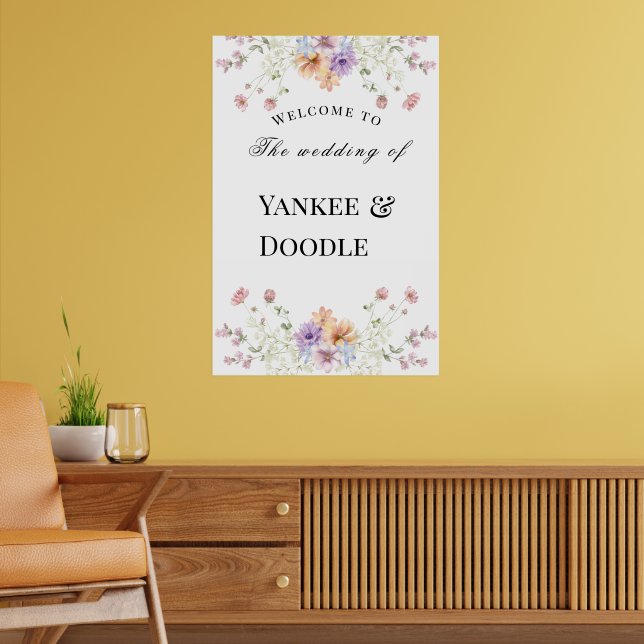 Modern wildflowers spring wedding poster (Vardagsrum 2)