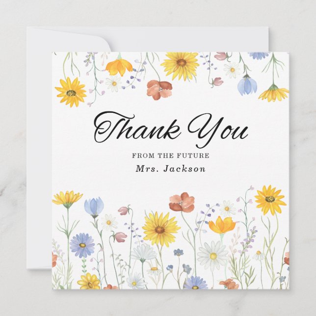 Modern wildflowers spring wedding tack kort (Framsida)