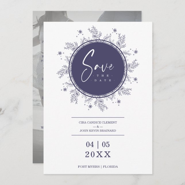 Modern Wildflowers Whimsical Script Custom Photo (Fram/baksida)