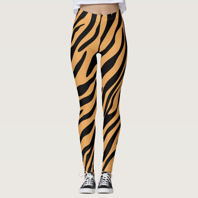 Modern Wildlife Bengal Tiger Animal Print Mönster Leggings (Framsida)