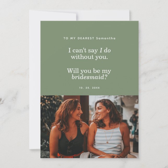 Modern Will You Be My Bridesmaid Photo Card (Framsida)