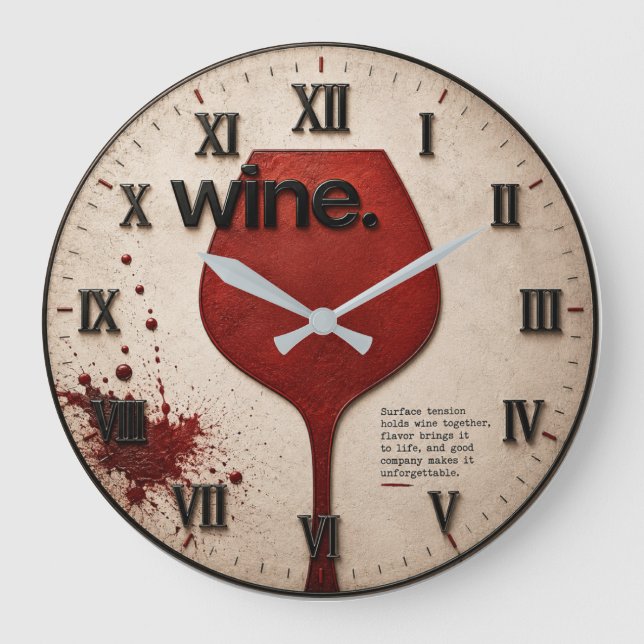 Modern Wine Glass Minimalist  Stor Klocka (Framsida)