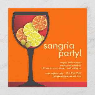Modern Wineglass Sangria Festinladning Inbjudningar