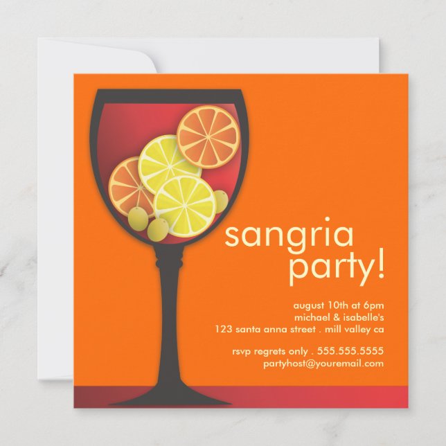 Modern Wineglass Sangria Party-inbjudan Inbjudningar (Framsida)