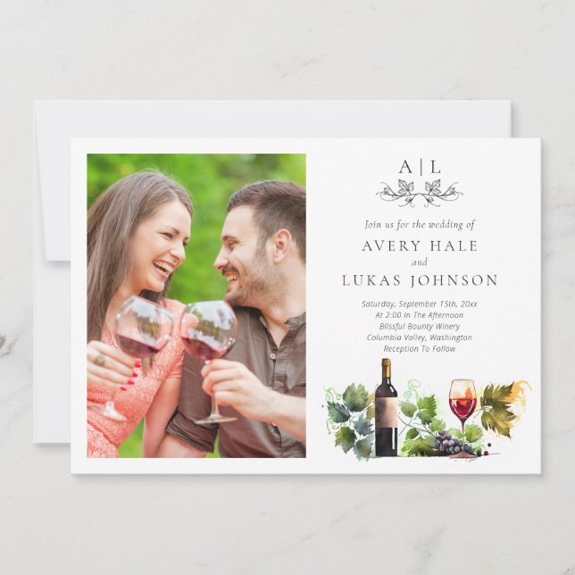 Modern Winery Destination Wedding Inbjudningar (Framsida)