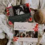 Modern Winter Blommigt God jul 5-foto Julkort<br><div class="desc">Den här moderna vintern-blommigten God jul 5-fotokort har en helgdag och elegant utformning med klara vattenfärgbilder av rött och rosa poinsettias och delikat vintergrönt. Med chic botaniskt inslag som gräs, holly och vinterbär tillför kortets färgade palett, inklusive dammiga accenter från ro och guld, en boho-beröring till ett modernt estetiskt helgdag....</div>