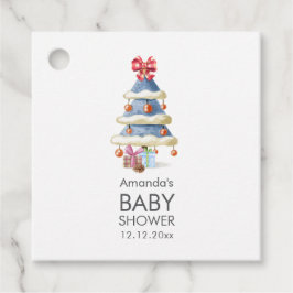 Modern Winter Bow Christmas Tree Baby Shower  Gåvor Etiketter