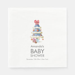 Modern Winter Bow Christmas Tree Baby Shower  Pappersservett