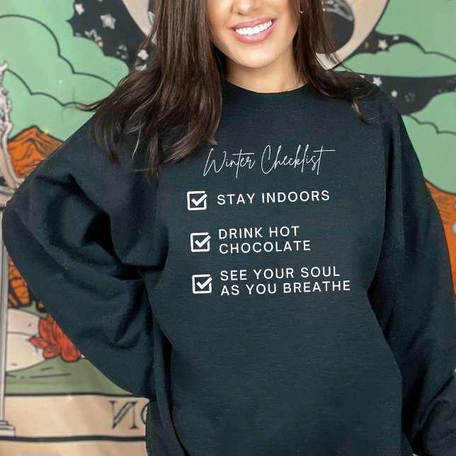 Modern Winter Checklist Funny Quote Typography T Shirt (Skapare uppladdad)
