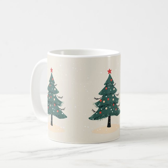 Modern Winter Evergreen Julgran kaffe mugg (Framsida vänster)