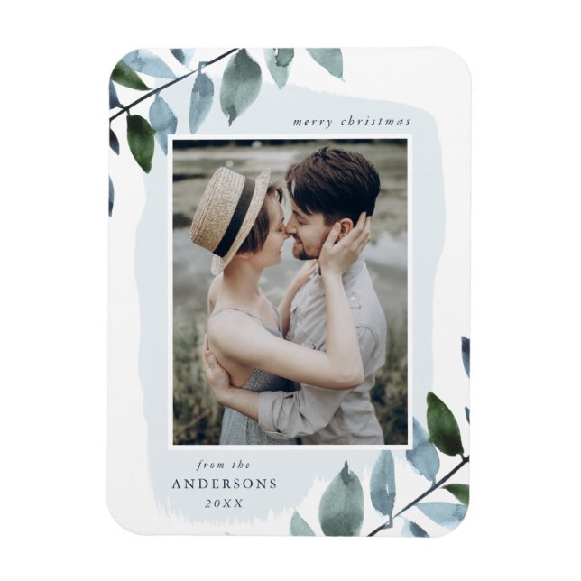 Modern Winter Foliage Helgdag Photo Magnet (Vertikal)