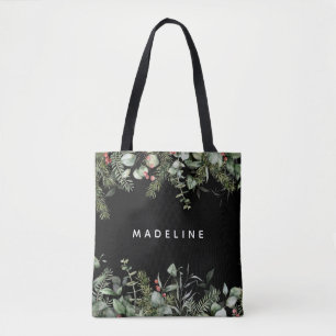 Modern Winter Greenery-Personlig Tygkasse
