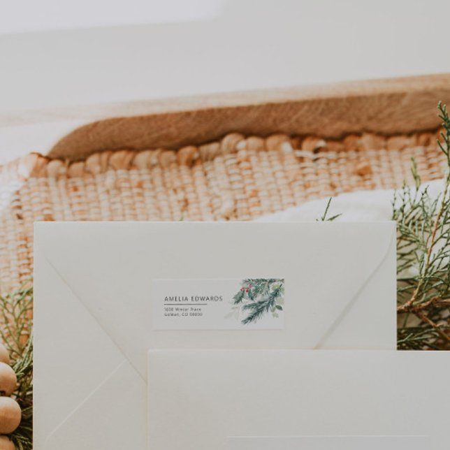 Modern Winter Greenery Returetiketters Returadress Etikett (Skapare uppladdad)