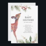 Modern Winter-Hjort Könsneutrala babyskor Inbjudningar<br><div class="desc">En modern inbjudan till könsneutral babydusch i vintertid i hjorten</div>