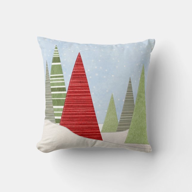 Modern Winter Julgranar Art Kudde (Framsida)