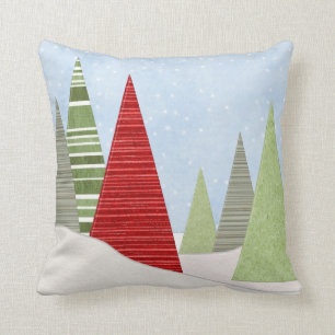 Modern Winter Julgranar Art Kudde