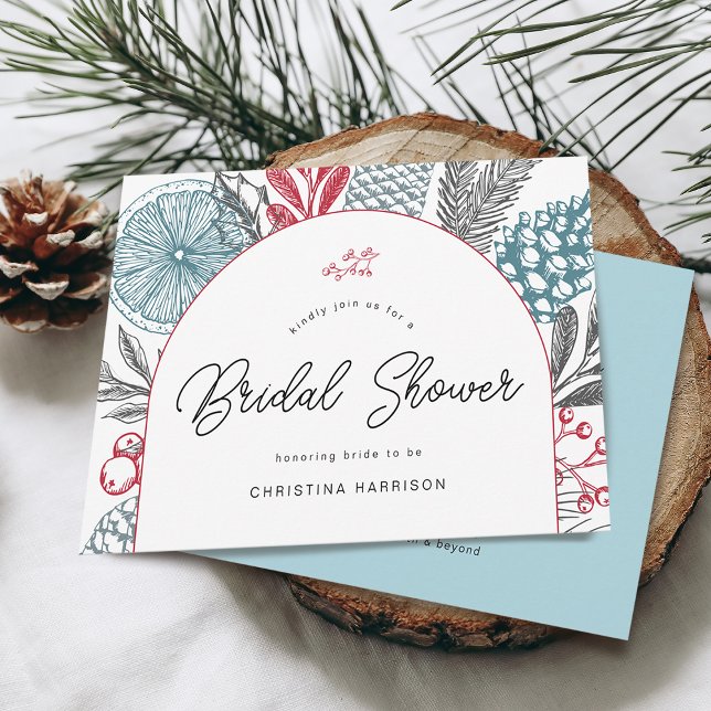 Modern Winter Möhippa Greenery Inbjudningar (Modern Winter Bridal Shower Greenery Invitation)