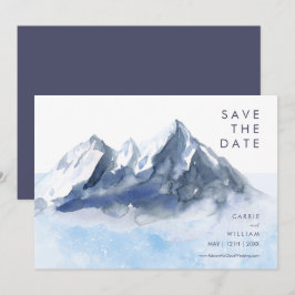 Modern Winter Mountain Pattern Wedding Spara Datumet