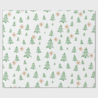Modern Winter Pine Tree Star Presentpapper