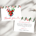 Modern Winter Red Santa Baby Shower Tack Kort<br><div class="desc">Visa er tacksamhet i stil under festen med vår moderna vinter - Röda jultomten - tack för ditt kort. Det här kortet har en glad Jultomten mot en sjudande röd bakgrund, accentuerad med ett känsligt snöflingor och vinter-grönt, perfekt för att fånga helgdag. Det är det perfekta sättet att tacka dina...</div>