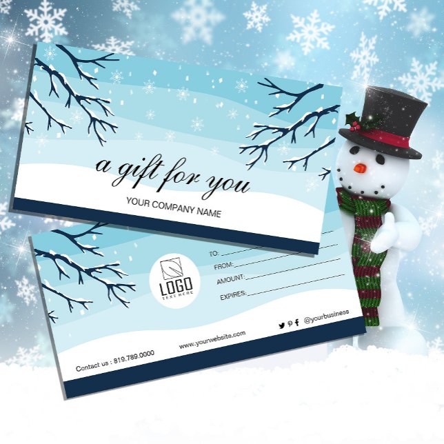 Modern Winter Snö Gift Certificate (Modern Winter Snow Gift Certificate #Restaurantgiftcertificategreek#newyear #christmas #coldstyle)