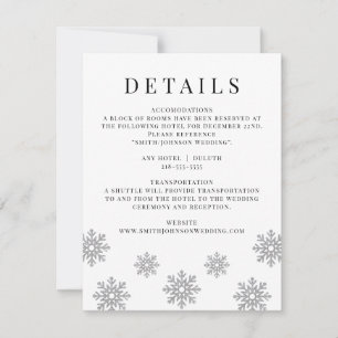 Modern Winter Snowflake Bröllop-informationskort OSA Kort