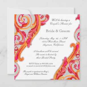 Modern wirl Flourish Heart Par Shower Inbjudan