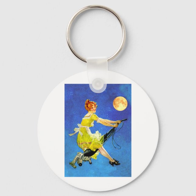 Modern Witch Rides a Vacuum Nyckelring (Framsida)