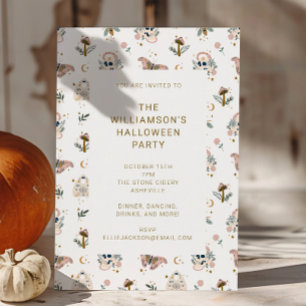 Modern Witchy Gothic Rosa Simple Halloween fest Inbjudningar