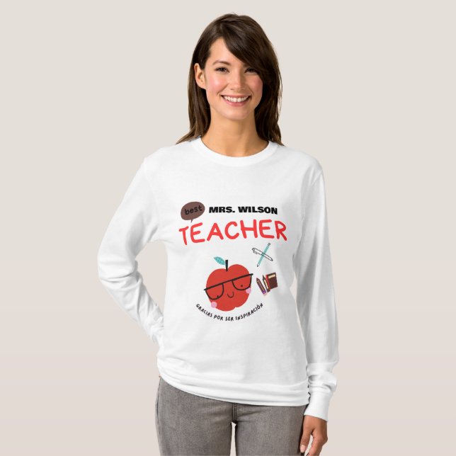 Modern With personalized name for teacher T Shirt (Hel framsida)