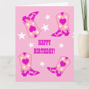 Modern Women Rosa Cowgirl Western Boots Birthday Kort