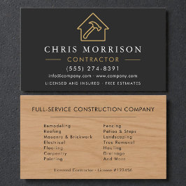 Modern Wood Building Construction Contractor Visitkort