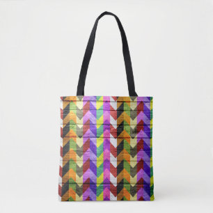 Modern Wood Colorful Chevron Mönster #31 Tygkasse